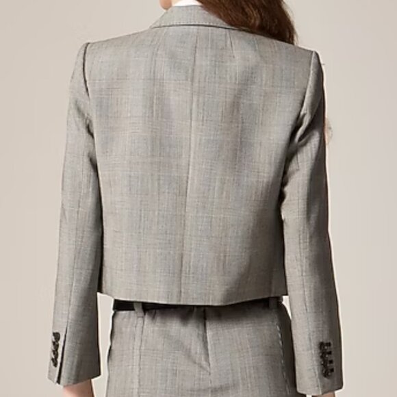 J.Crew Cropped Lady Blazer – Italian Gauzy Wool Blend – B&W Glen Plaid – 4 – NWT - Picture 2 of 4